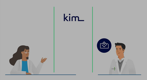 Illustration zeigt Ärztin und Arzt, die durch zwei grüne Striche getrennt sind und zwischen denen das Wort KIM steht
