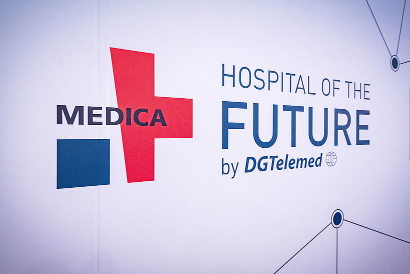 Logo von Hospital of the Future (HOTF) mit MEDICA-Logo