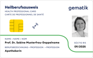 Vorderseite eines Musters des Heilberufsausweises von der gematik