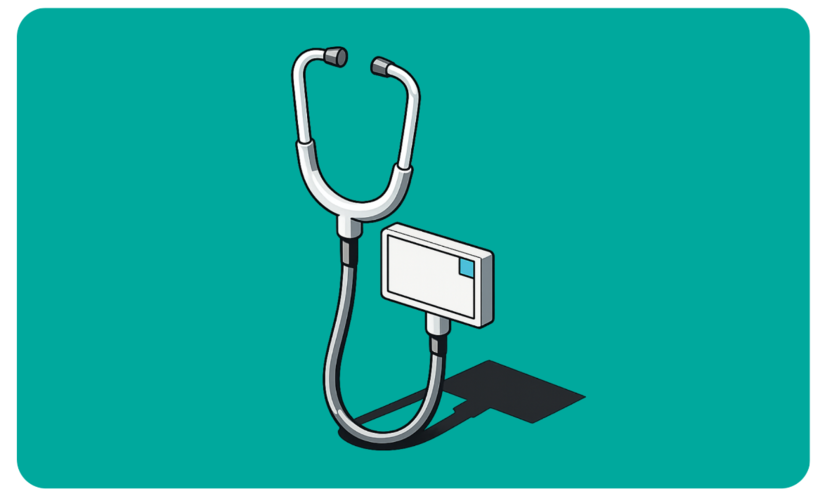 Illustration eines Stethoskops mit Handy am Ende