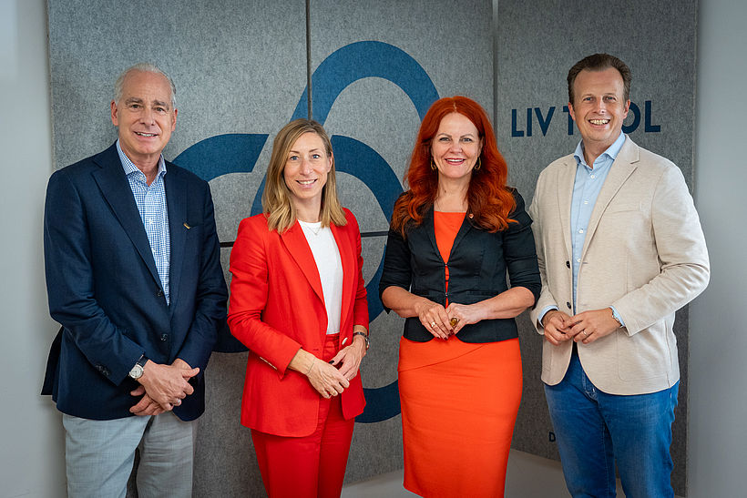 Arbeitsbesuch in Tirol: Gesundheitslandesrat Karlheinz Kornhäusl war zu Gast bei Thomas Klestil (tirol kliniken), Renate Reingruber (LIV Tirol) und Landesrätin Cornelia Hagele (v.l.)