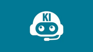 Illustration eines Chatbots, der Schriftzug KI auf dem Helm hat
