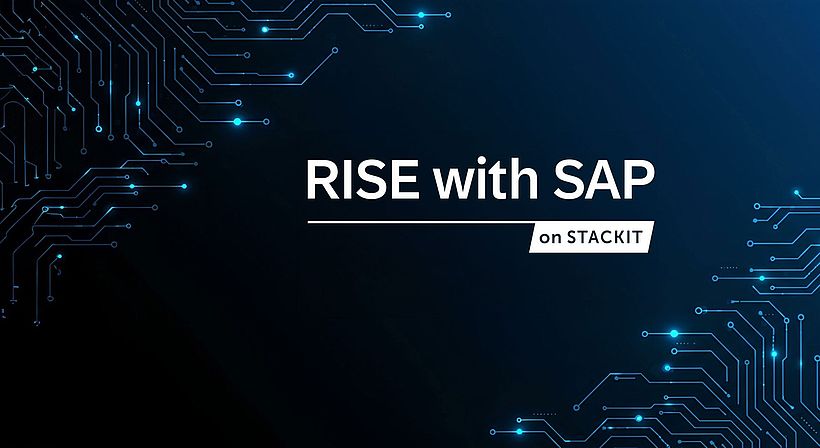 Motivbild mit Schriftzug "RISE with SAP on STACKIT" 